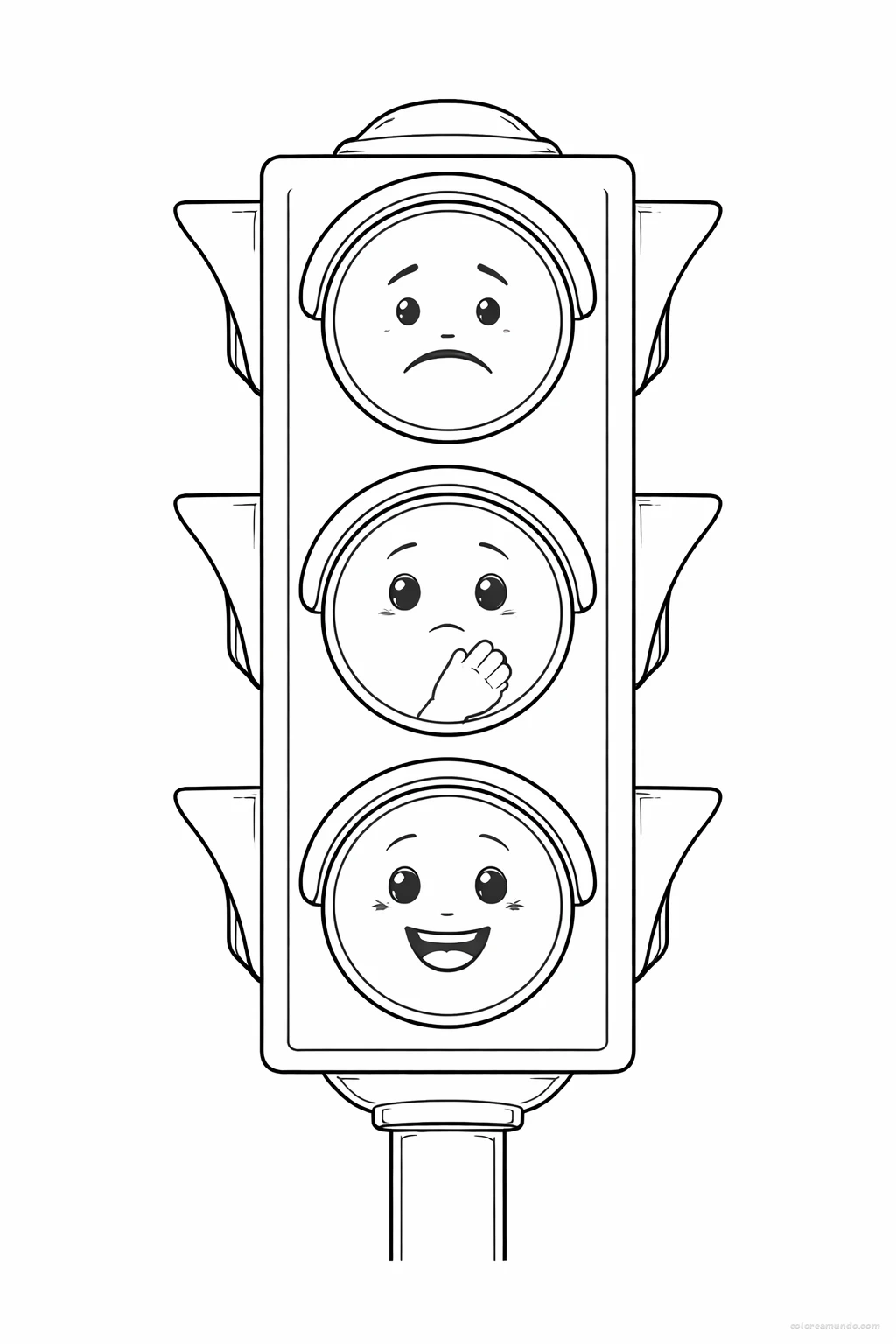Dibujo para colorear: Semáforo emocional para el aula