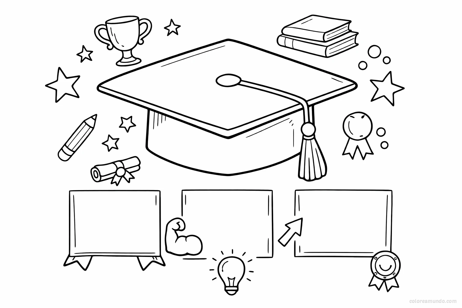 Dibujo para colorear: Diseña tu birrete de graduación