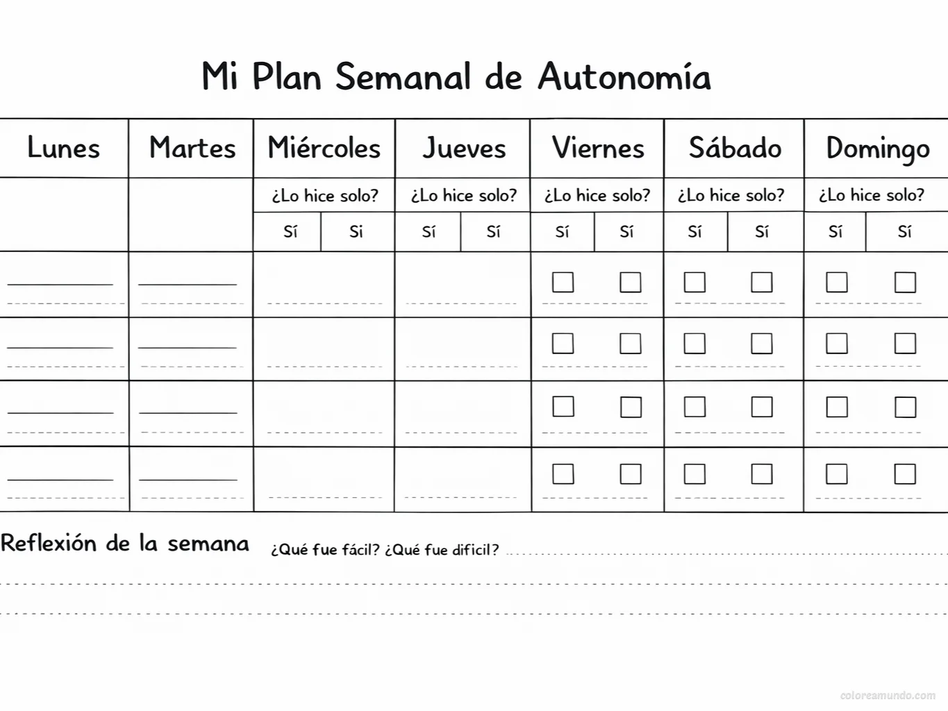 Mi plan semanal de autonomia