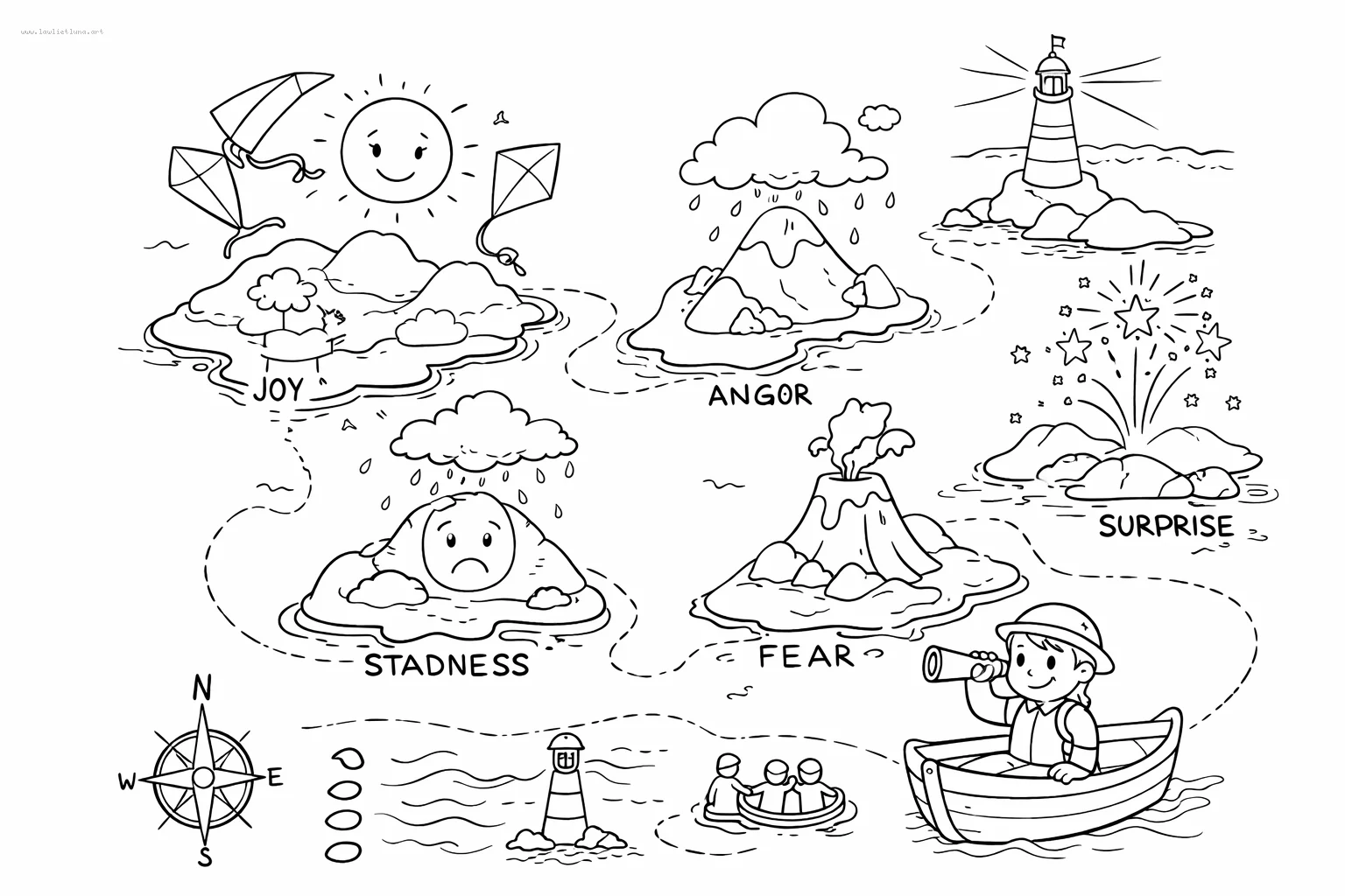 Islas de emociones en un mapa