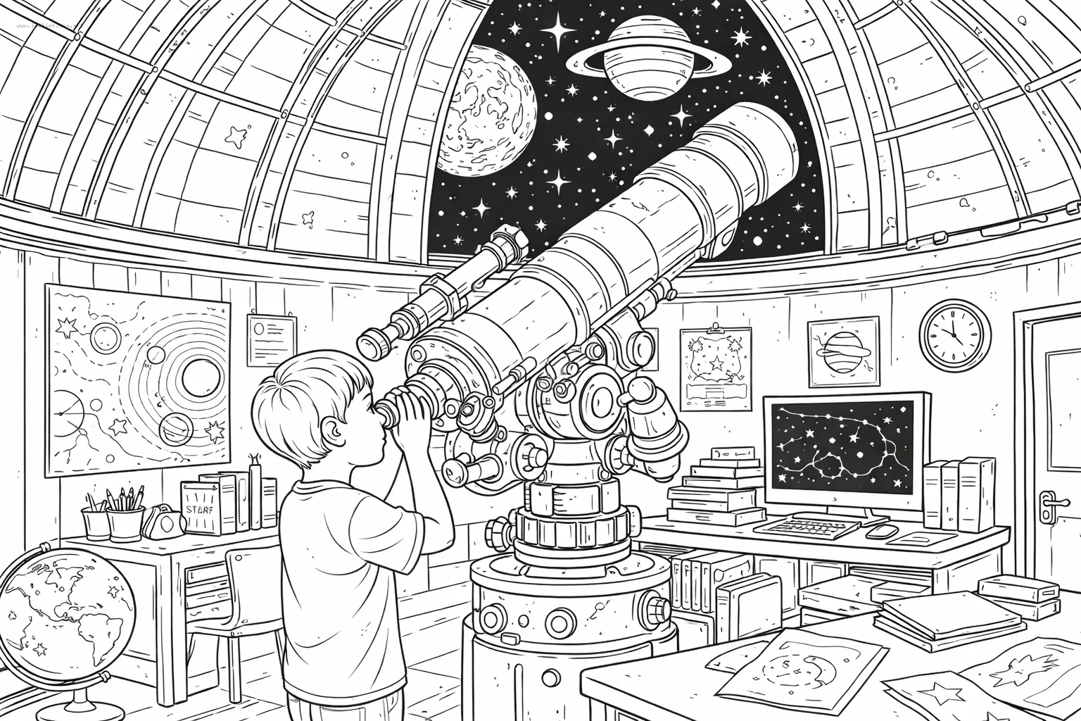 Observatorio astronomico lleno de detalles