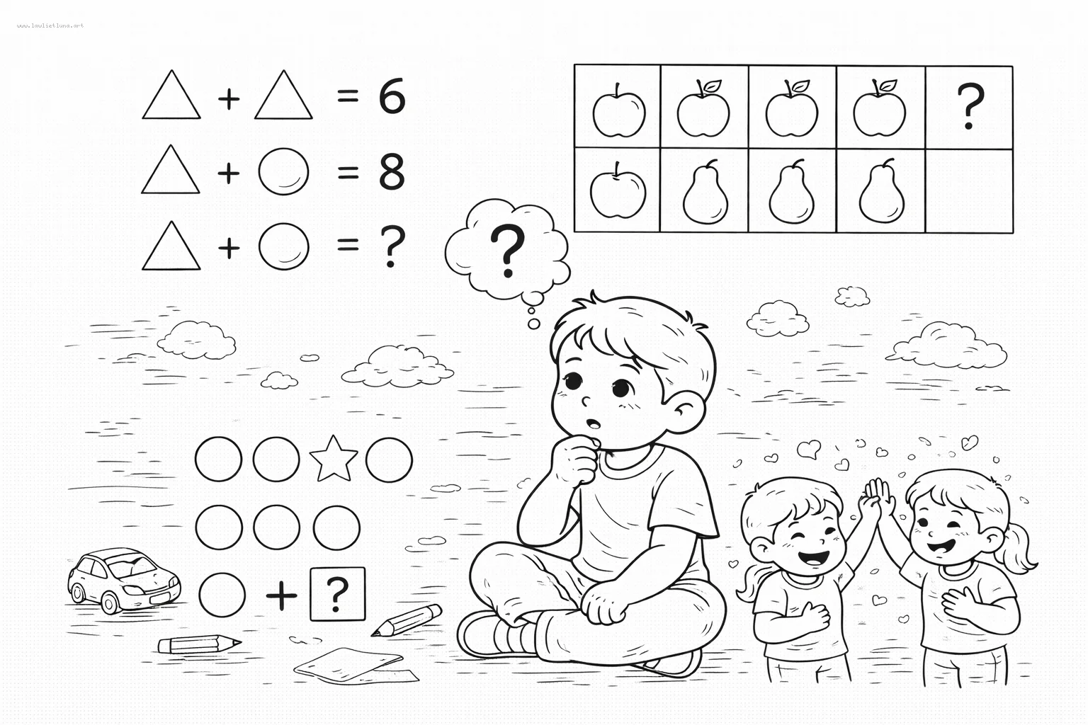 Dibujo para colorear: pensamiento logico con retos simples 11