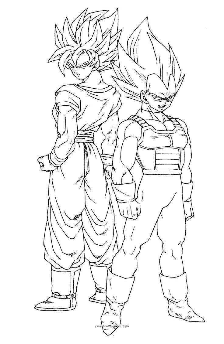 Dibujo para colorear: goku y vegetea posando dibujo para colorear