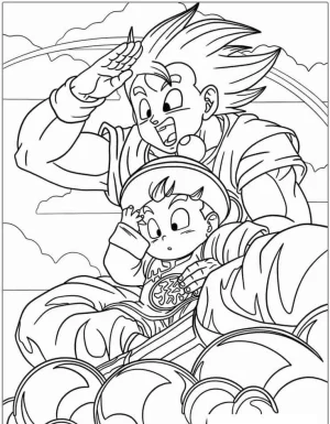 goku y gohan en la nube voladora