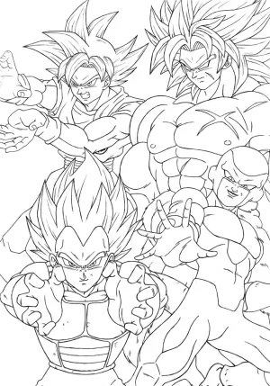 goku vegeta freezer posando dibujo para colorear