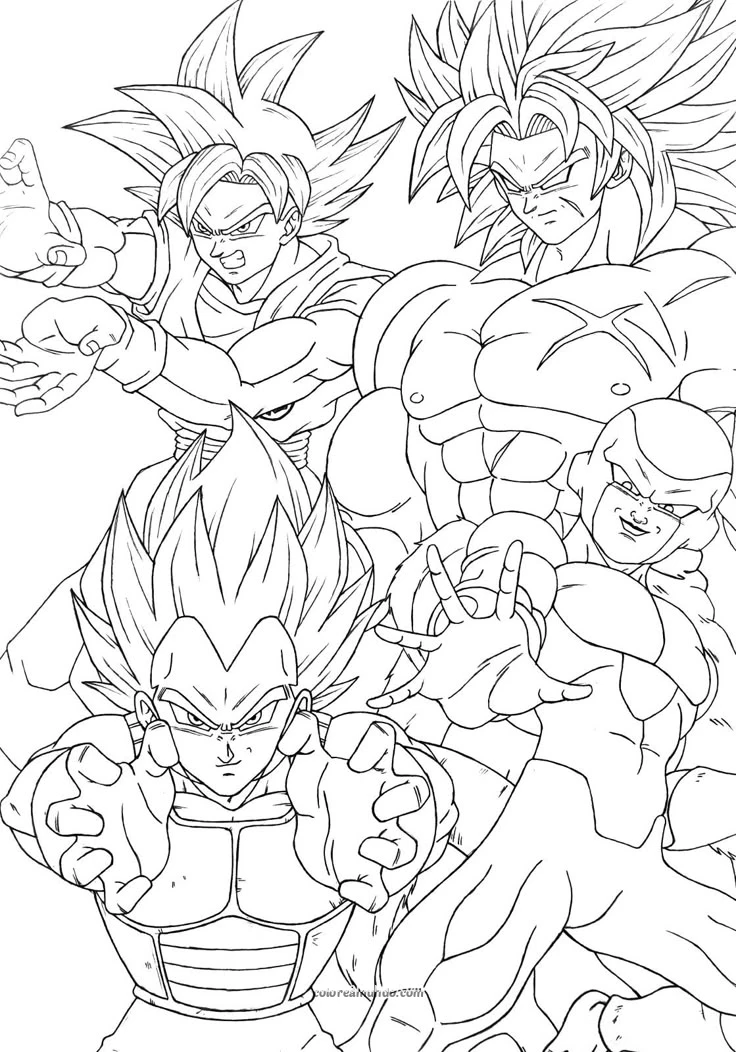 Dibujo para colorear: goku vegeta freezer posando dibujo para colorear