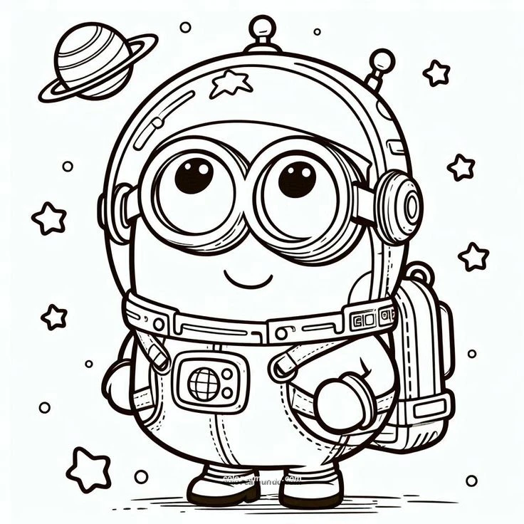 Dibujo para colorear: minion vestido de astronauta
