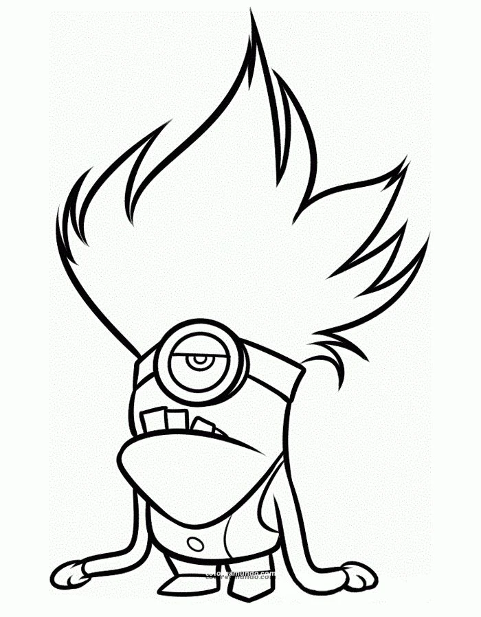 Dibujo para colorear: minion con cabello largo chistoso