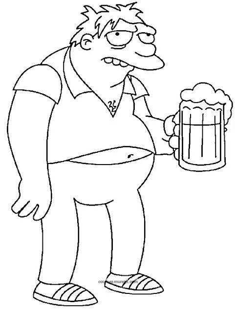 Dibujo para colorear: dibujo de los simpson barnie cerveza