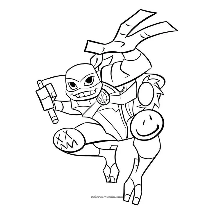 Dibujo para colorear: tortuja ninja version minimalista abstracto para impresion