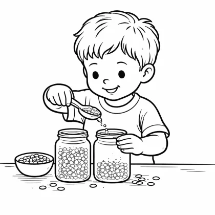 Trasvases con frascos y cucharas