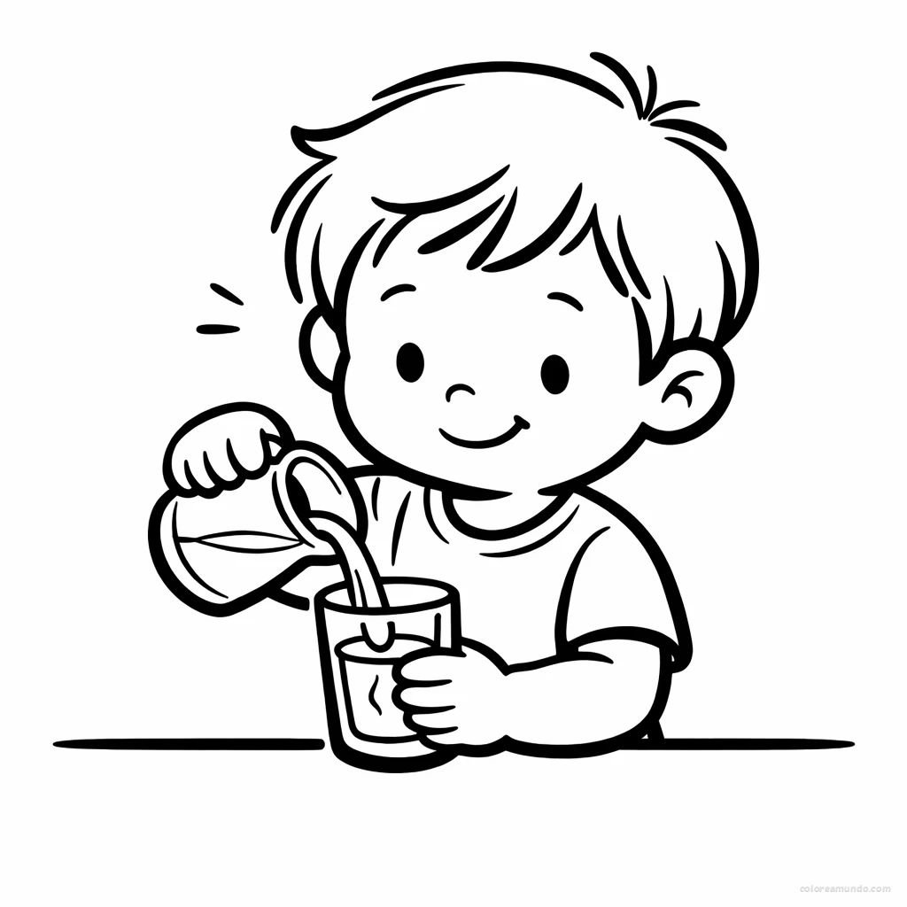 Sirvo mi agua con cuidado