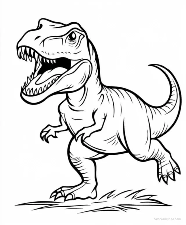 dinosaurio rugiendo dibujo para colorear y aprender