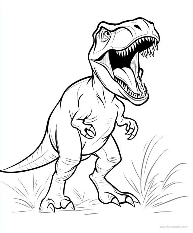 dinosario grande t rex dibujo para colorear