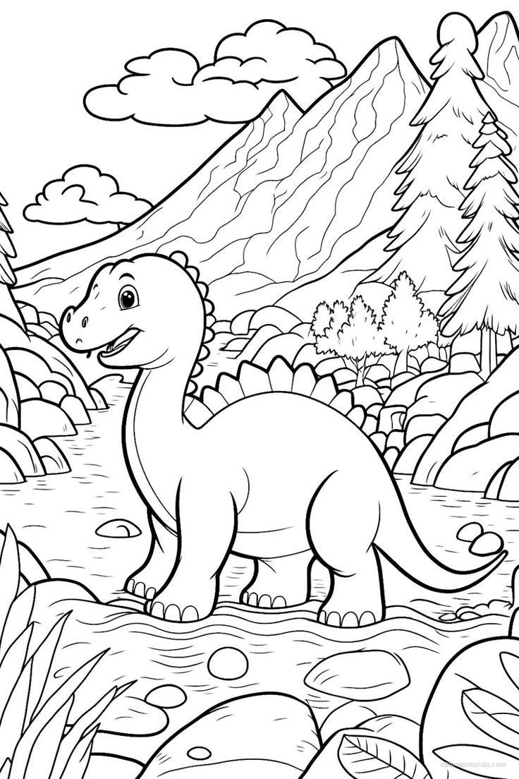 dinosaurio de cuello largo para colorear