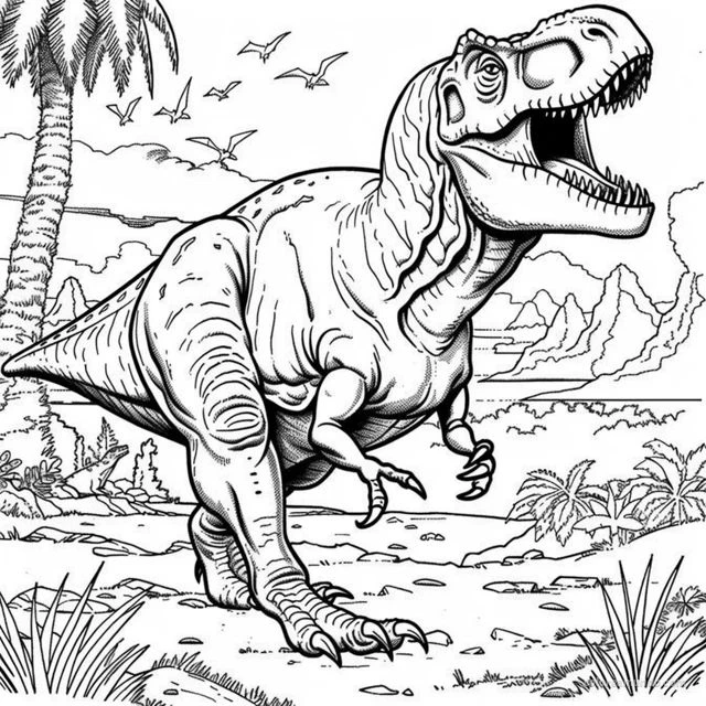 t-rex dinosaurio grande dibujo realista para colorear