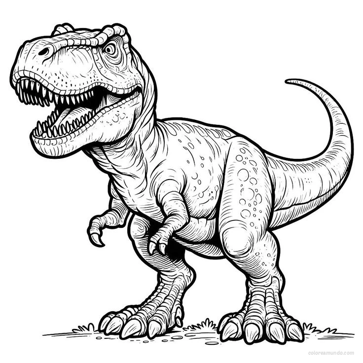 t-rex enfurecido dibujo para colorearlo completamente gratis