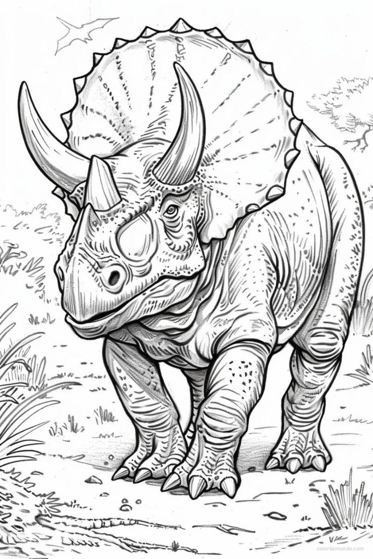 dinosaurio con picos en la cabeza version realista para impresion gratis