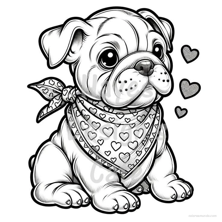 perrito tierno con corazones