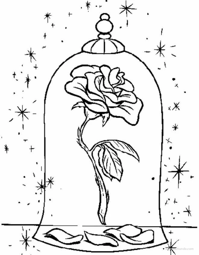 rosa encantada de la bella y la bestia