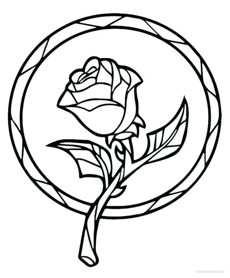 la rosa encantada dibujo mas sencillo tipo vitral