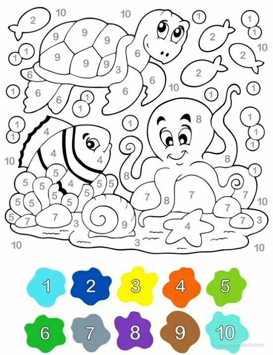 dibujo marino para colorear con numeros